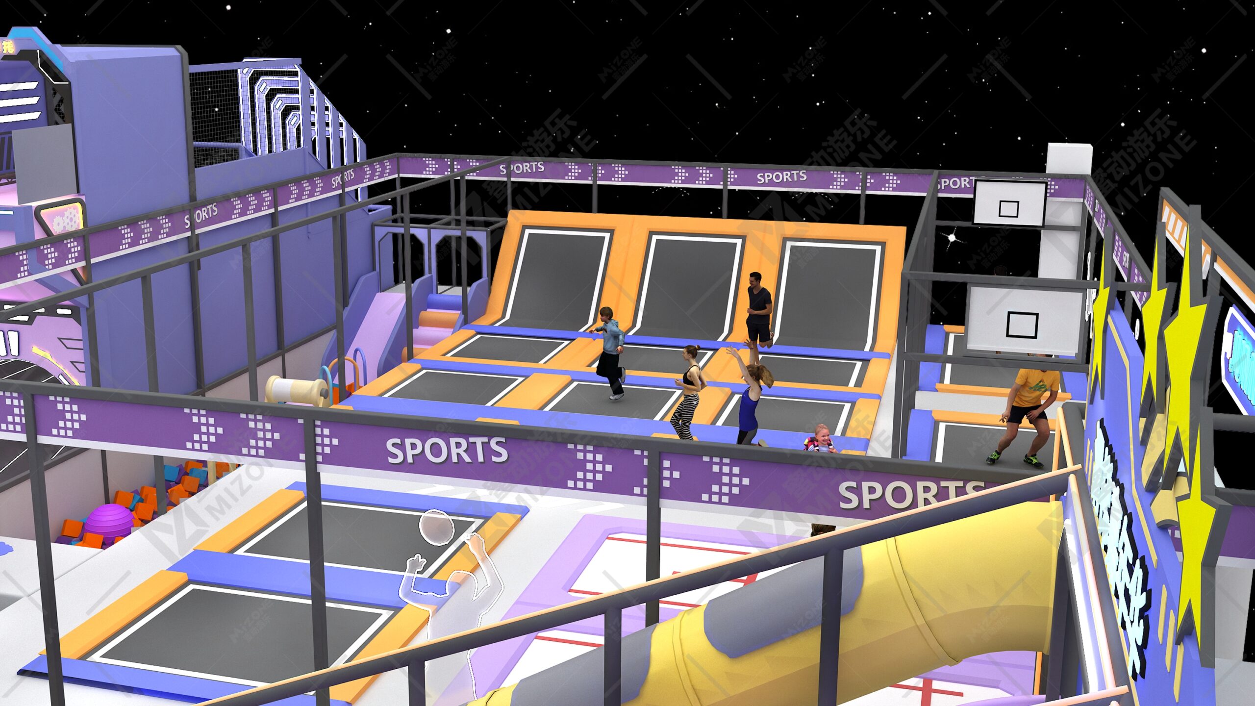 天津蹦床公園設備去哪買？源頭廠家蜜動游樂給方案